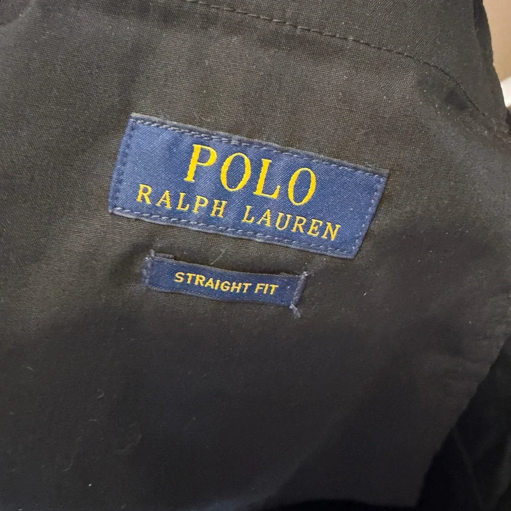 Polo Ralph Lauren Mens 36x34 Black 100% Wool Straight Fit Zipper Pocket Trousers
